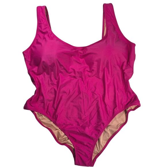 R J.Crew Heritage Scoopback One Piece Swimsuit Fuchsia Pink Womens Size 24 - Picture 1 of 9